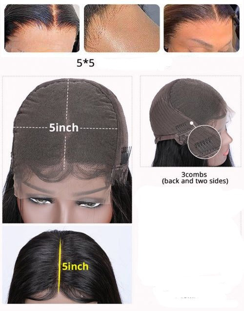 פאה ברזילאי בתולי משי חלק-קלוז'ר 5*5